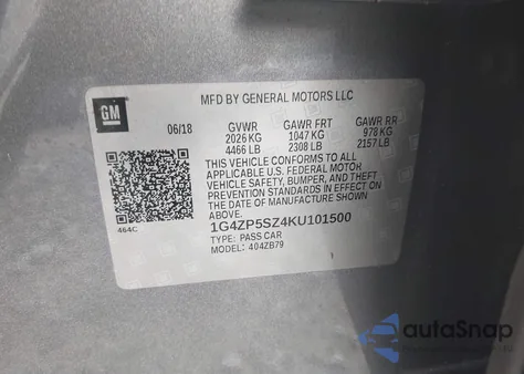 2019 Buick Lacrosse Fwd Essence z USA, uszkodzony, nr VIN 1G4ZP5SZ4KU101500